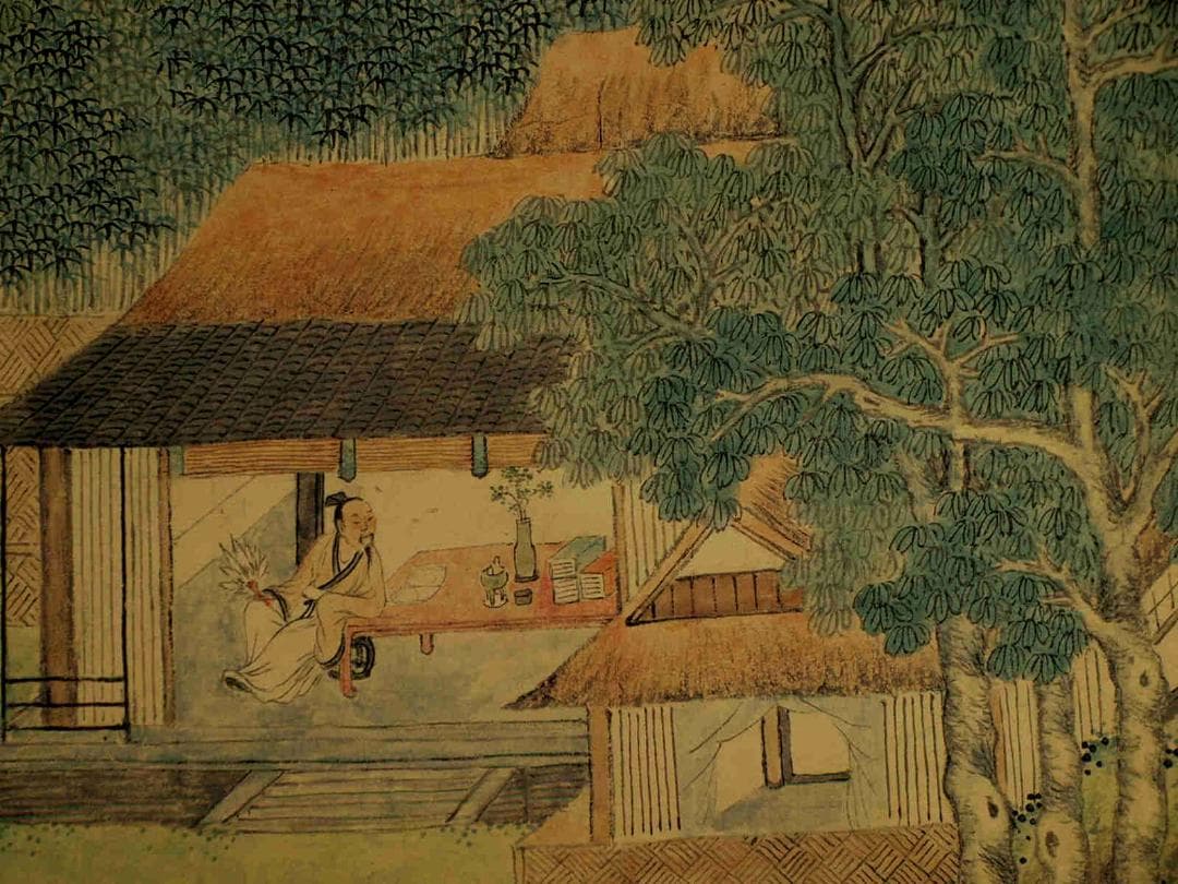 中国掛け軸　明時代作品　携琴訪友図　　肉筆保証　骨董品 BD730A14-2