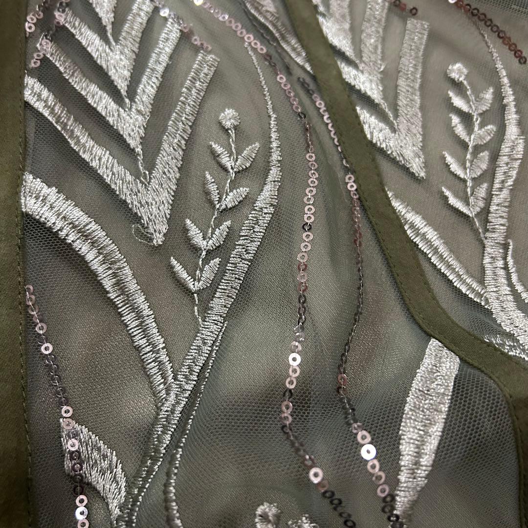 美品✨ Leja スパンコール 刺繍 レース プチハイネック ワンピース S