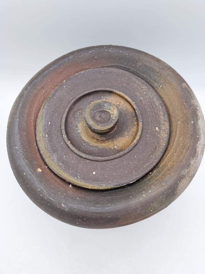 c663 水指 備前 耳付 日本工芸会 柴岡紘一 木箱 茶道具 古物