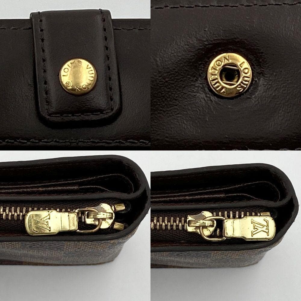 【美品】 ルイヴィトン ダミエ エベヌ コンパクトジップ 二つ折り財布