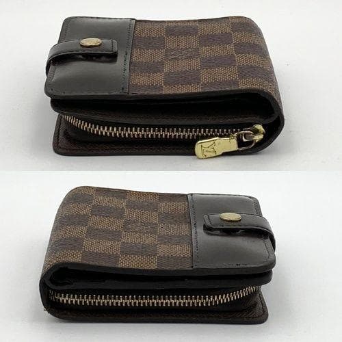 【美品】 ルイヴィトン ダミエ エベヌ コンパクトジップ 二つ折り財布