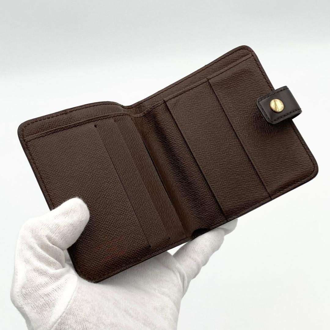 【美品】 ルイヴィトン ダミエ エベヌ コンパクトジップ 二つ折り財布