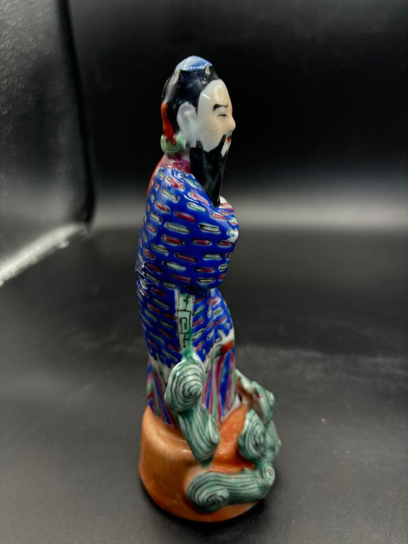 中国美術 古玩 色絵陶人形 陶器人形 高さ約18cm 置物 オブジェ 古董品