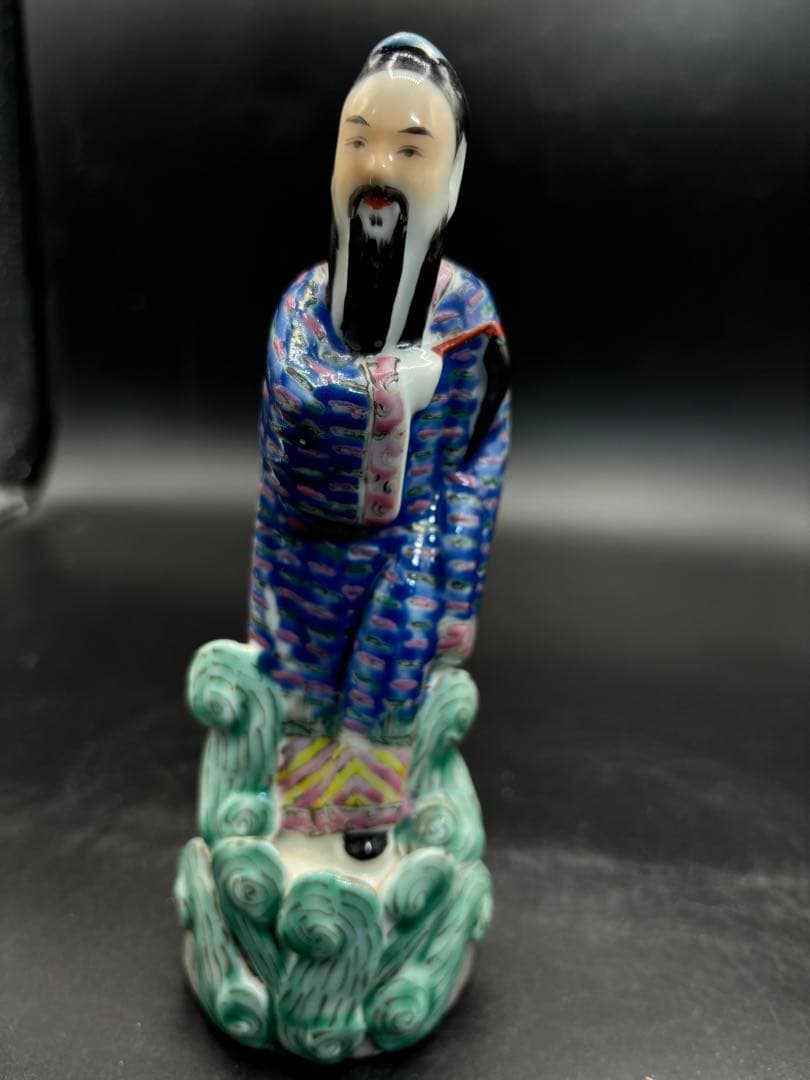 中国美術 古玩 色絵陶人形 陶器人形 高さ約18cm 置物 オブジェ 古董品