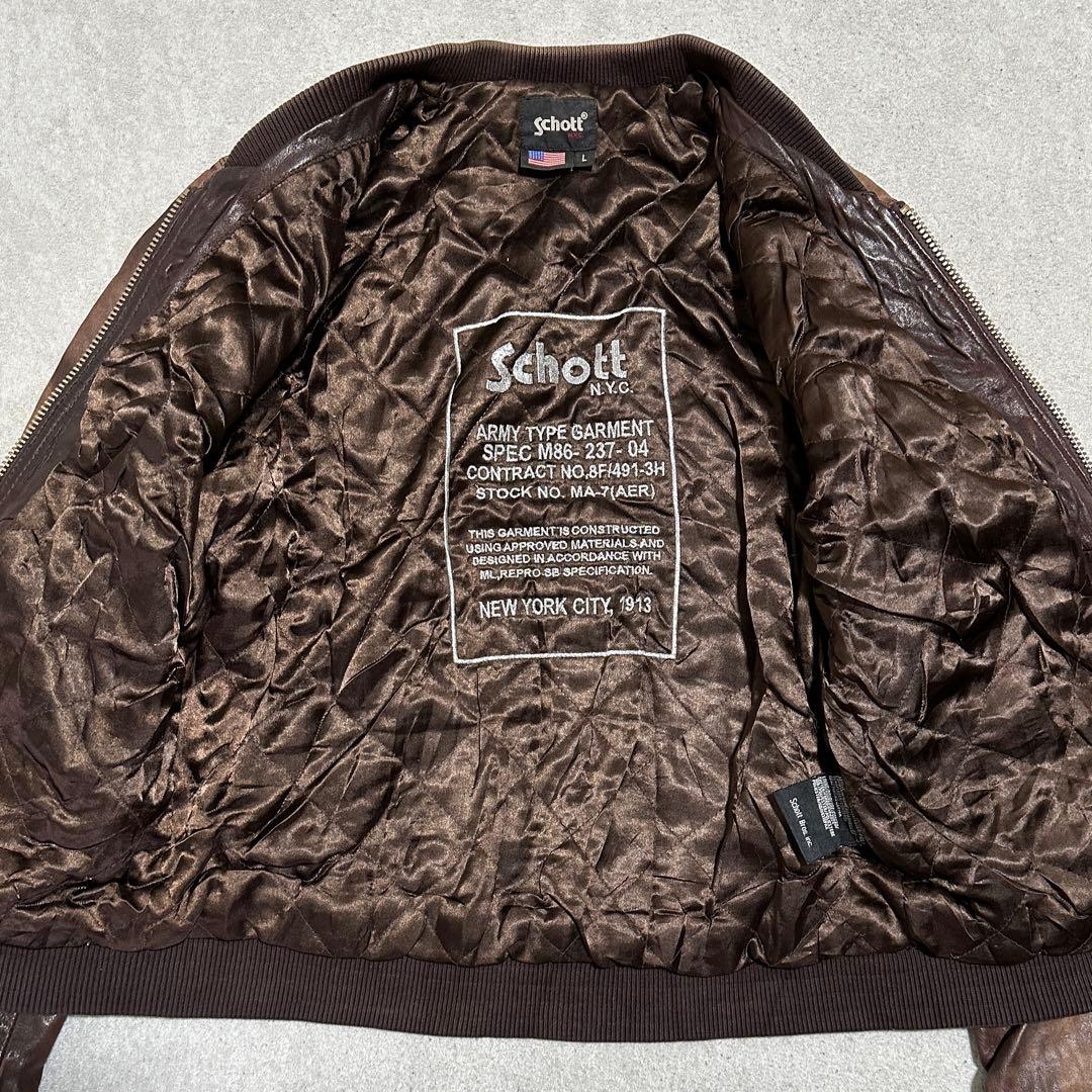 専用★L✨Schott MA-7 MA-1フライトジャケット　ラムレザー　ブラウ