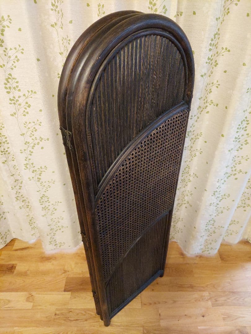 アンティーク 木製 アーチ型 3連パーテーション 衝立 間仕切り