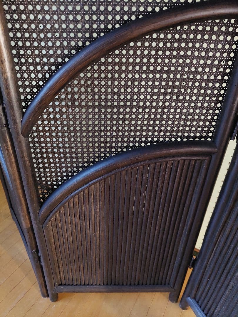 アンティーク 木製 アーチ型 3連パーテーション 衝立 間仕切り