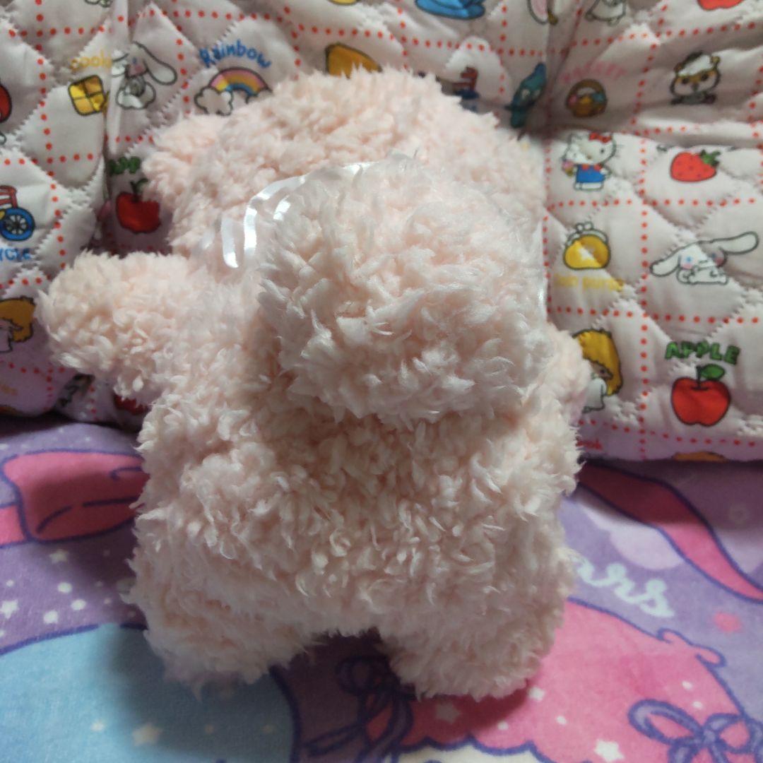 ピンクのリボン付きクマのぬいぐるみ ファンシーわたあめくまちゃん