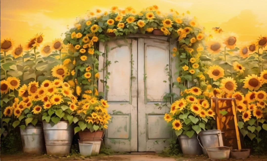 背景布夏BA④　ペット撮影用フォトブース　向日葵　ヒマワリ　トリミングチョーカー