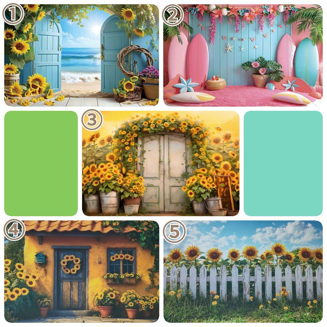 背景布夏BA④　ペット撮影用フォトブース　向日葵　ヒマワリ　トリミングチョーカー