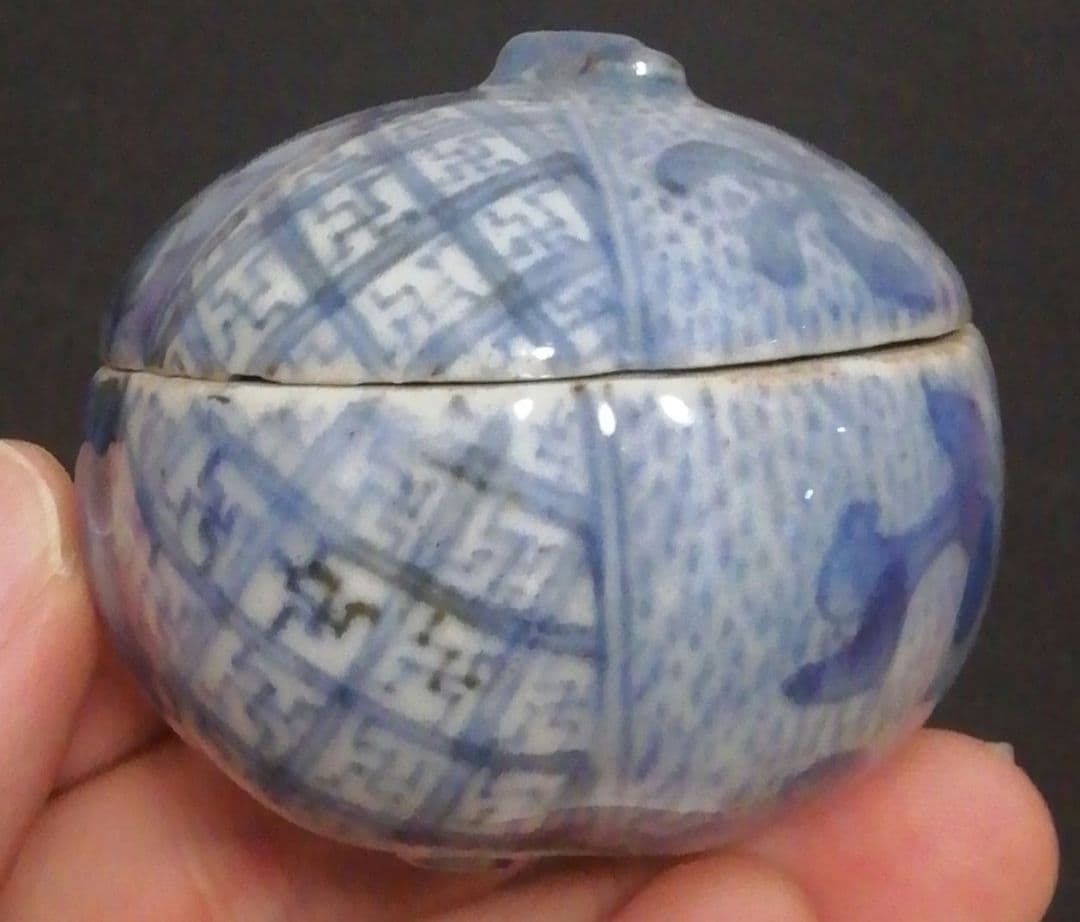 五良太甫　呉祥瑞　染付　香合　共箱　茶道具