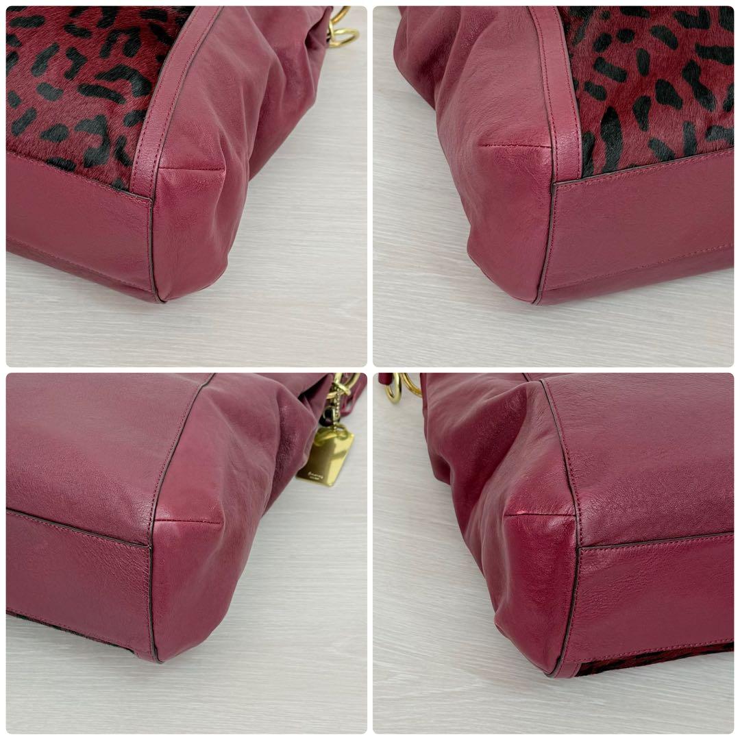 COACH ホーボー ワンショルダーバッグ ハラコ レオパード ターンロック