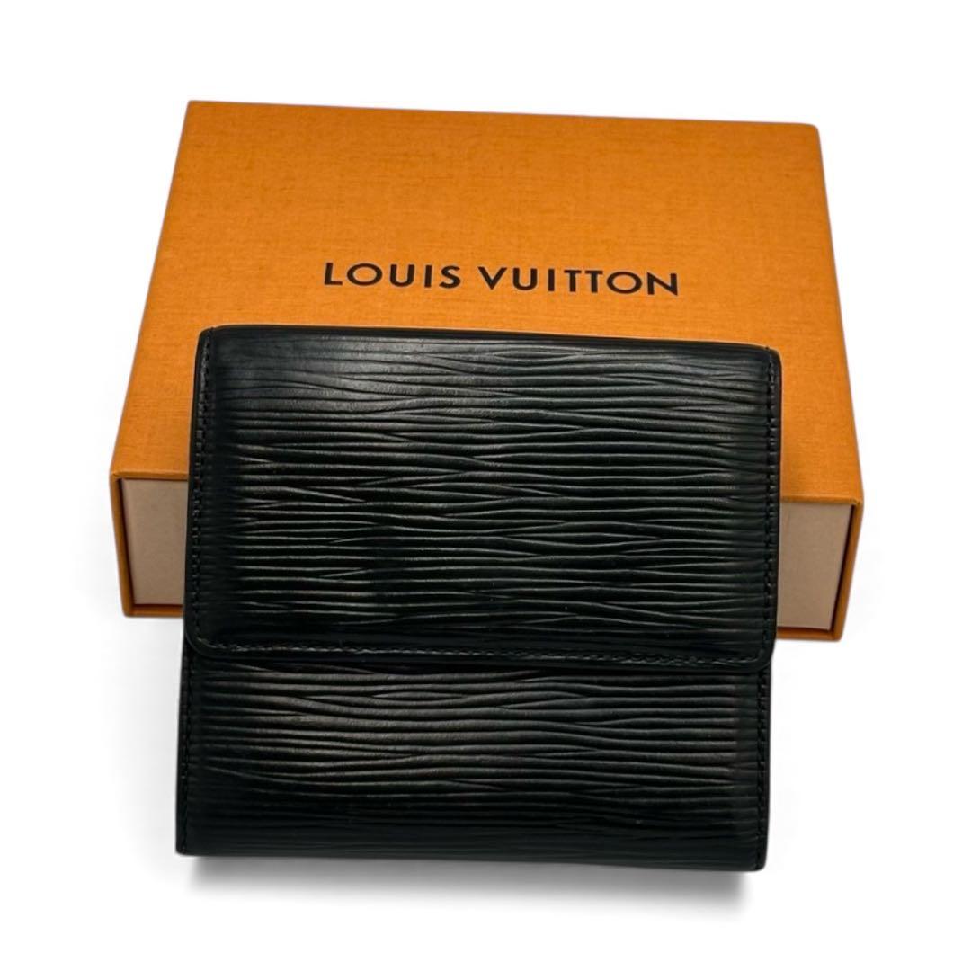 【美品】ルイヴィトン Wホック財布 コンパクト エピ ブラック 黒 3つ折り