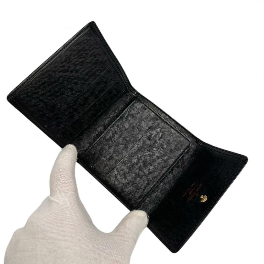 【美品】ルイヴィトン Wホック財布 コンパクト エピ ブラック 黒 3つ折り