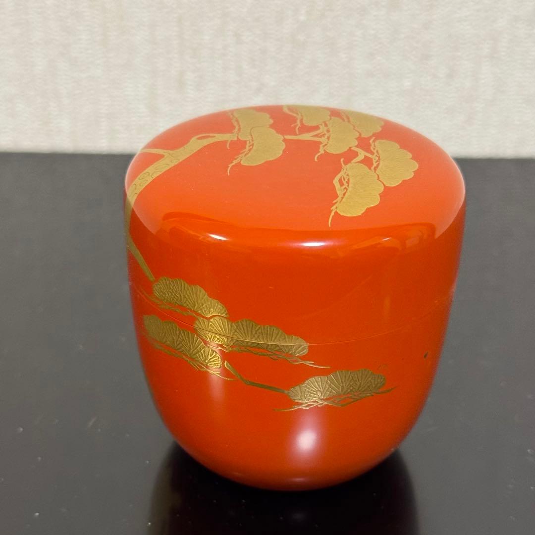 茶道具　《中棗》老松蒔絵　中村宗悦