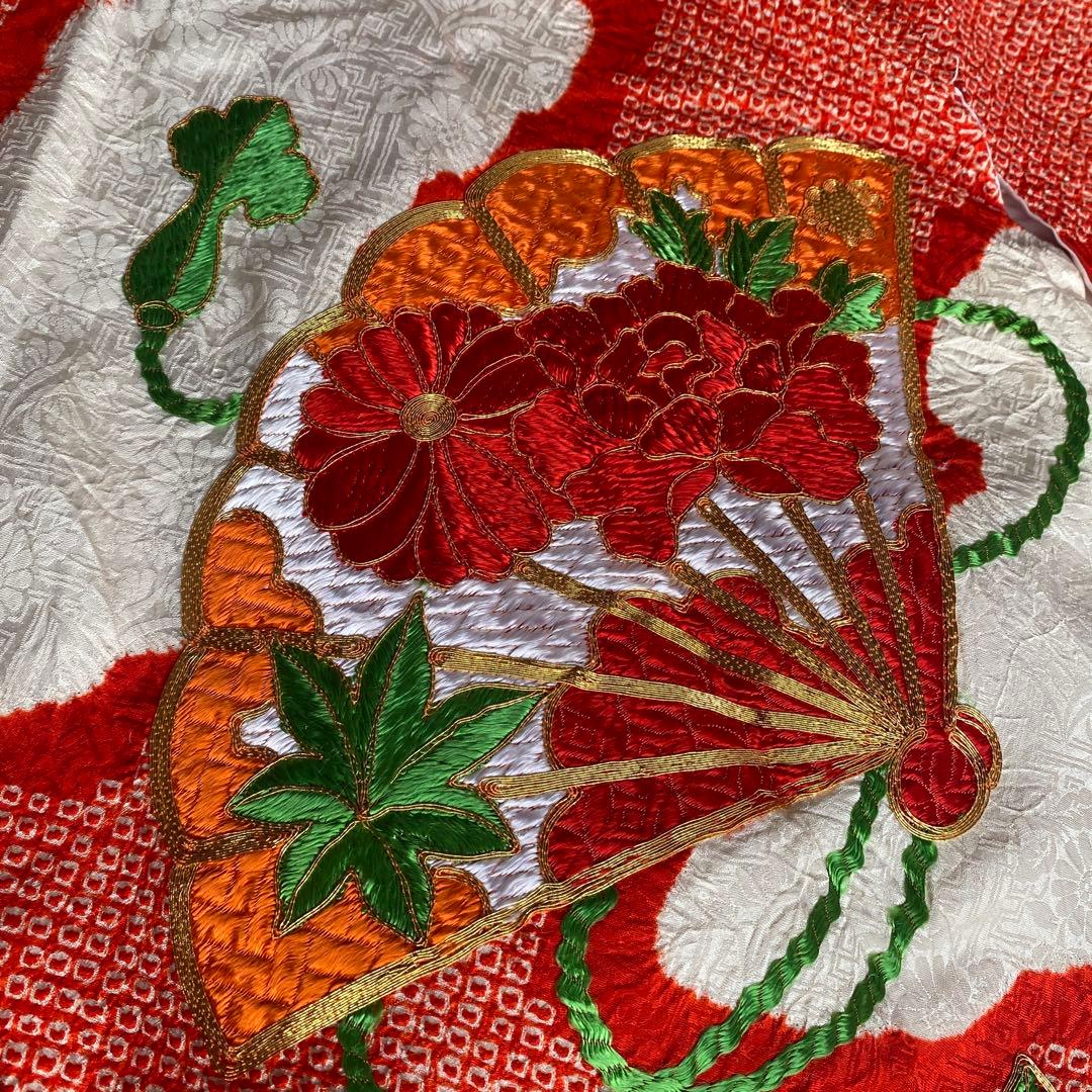 七五三　3歳　絞り　刺繍着物