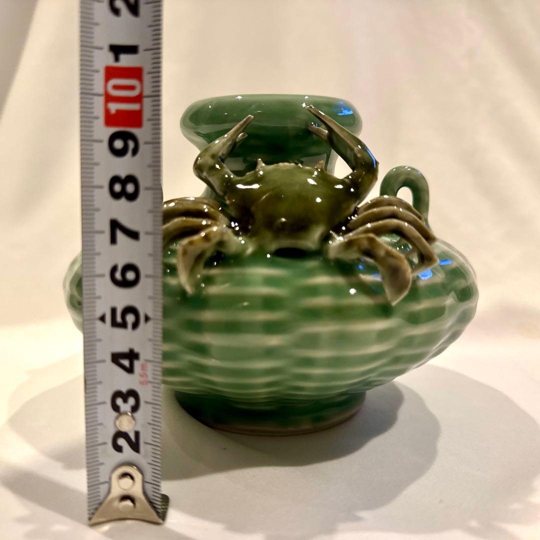 中国美術 明州越窯青磁 蟹 飾り壺 カニ 花瓶 花器 花入 青磁器 古美術品