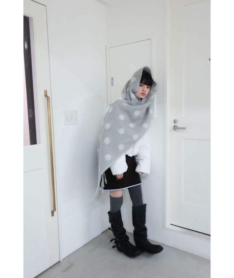 Smyeon スミョン マフラー グレー ドット