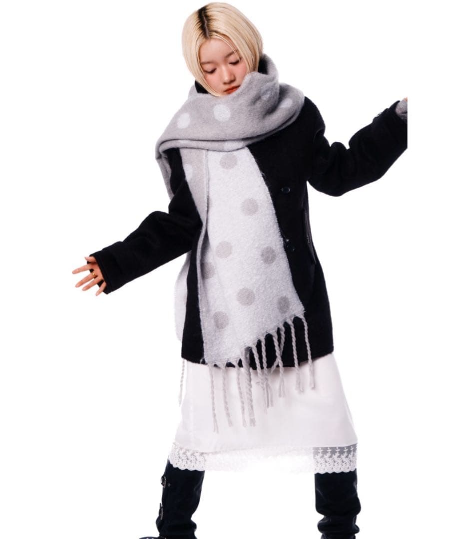 Smyeon スミョン マフラー グレー ドット