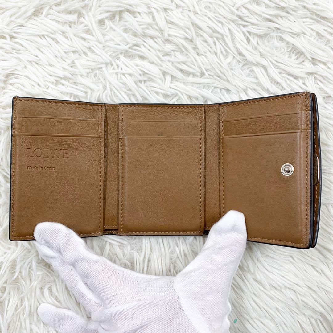 【✨美品 現行✨】ロエベ アナグラム トライフォールド ブラウン 付属品完備