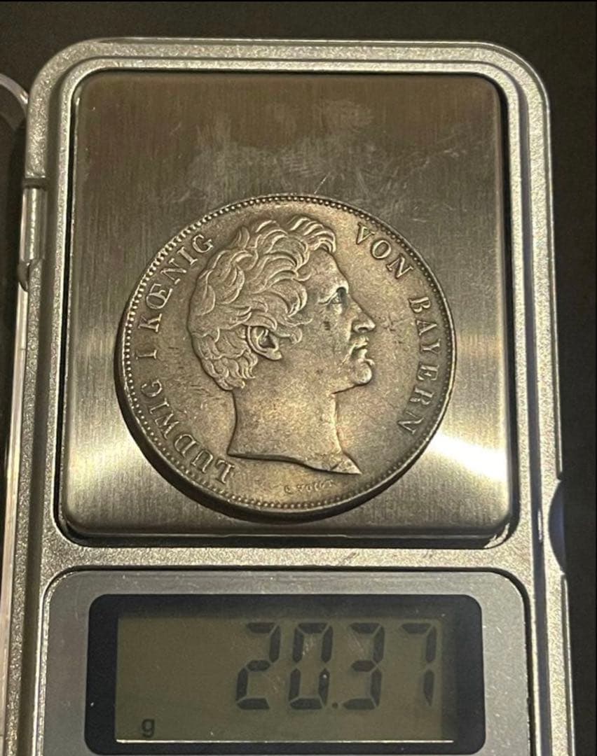 1839年 バイエルン王国 銀貨 ルートヴィヒ1世 騎馬像 大型