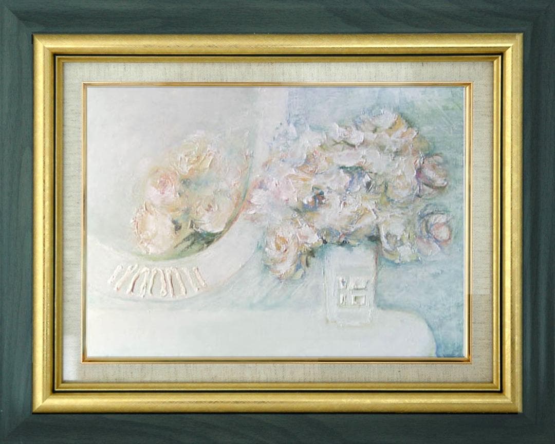 油絵 菅家令子 絵 絵画 インテリア 額付(黒) uF6-114002 花