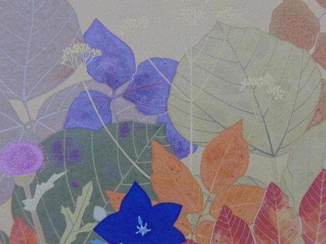 中島虎威、【秋色】、希少な額装用画集より、美品、新品額装付