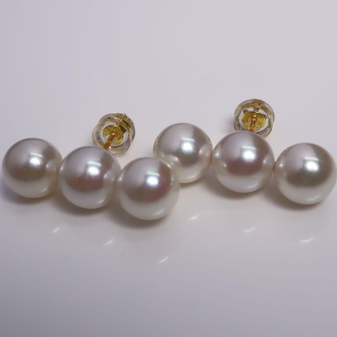 あこや真珠 ピアス あこやパール ピアス 3連パール アコヤパール