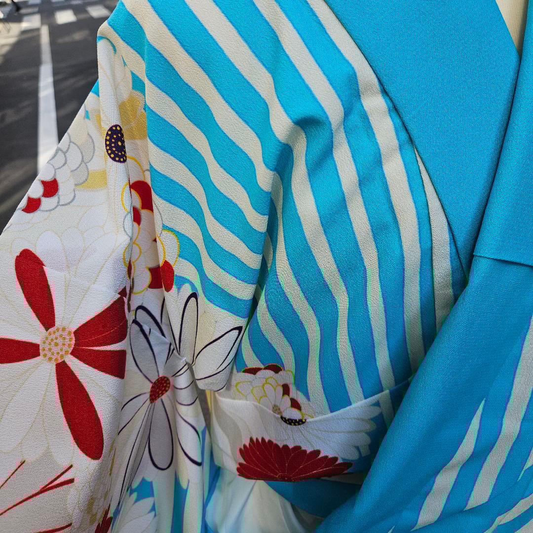 三松ふりふ「mum」水色振り袖　未使用