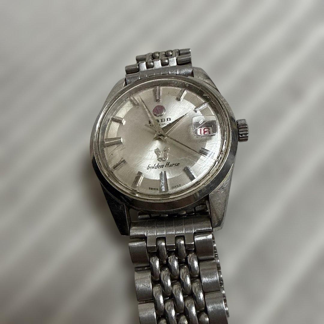 【稼動品】RADO 自動巻き時計 シルバー　GOLDEN HORSE