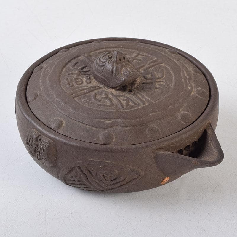 中国　紫砂　朱泥　漢詩人物文　宝瓶　急須　茶壷　C　R9477