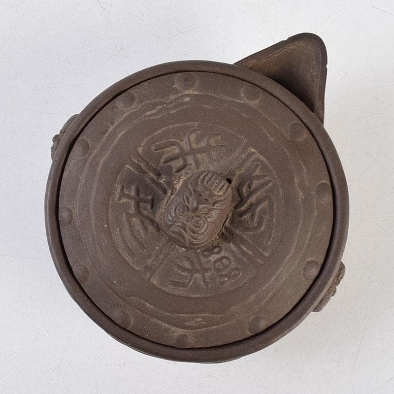 中国　紫砂　朱泥　漢詩人物文　宝瓶　急須　茶壷　C　R9477