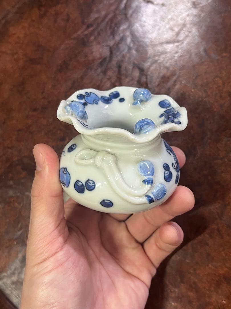 珍品　瀬戸　古伊万里　盃台　無傷完品　吉祥　染付　蕎麦猪口　そば猪口　民芸　民藝