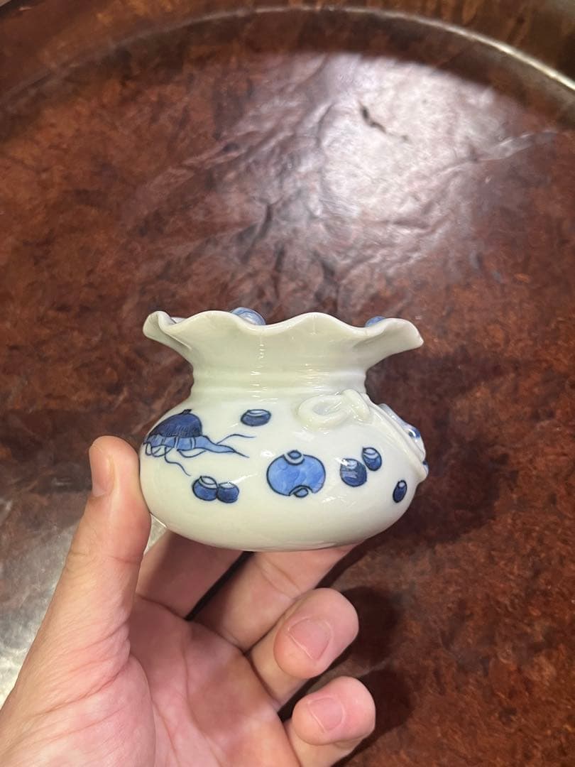 珍品　瀬戸　古伊万里　盃台　無傷完品　吉祥　染付　蕎麦猪口　そば猪口　民芸　民藝