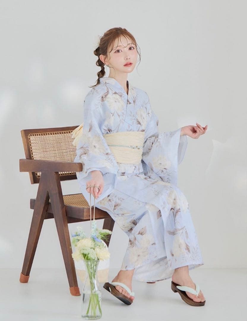 くすみブルーニュアンス牡丹浴衣sugar