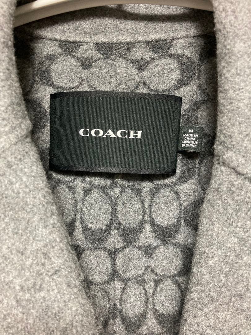 COACH グレー ダブルブレスト ロングコート