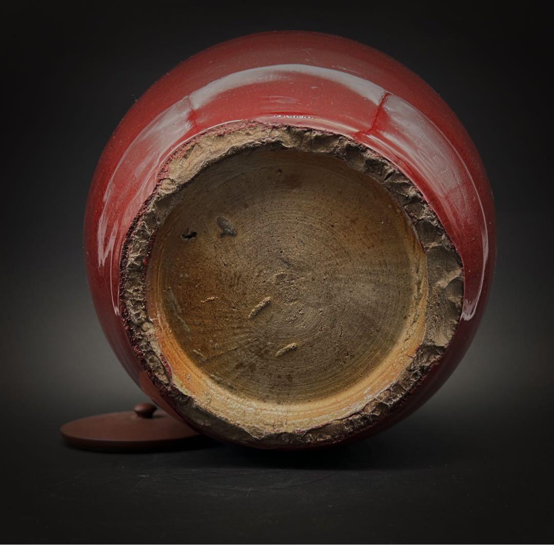 中国美術 古玩 紅釉壺 置物