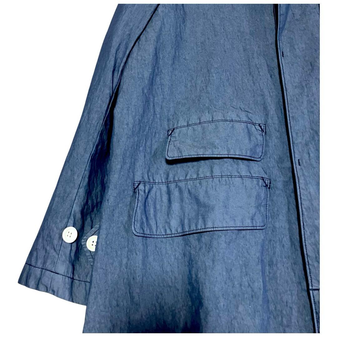 【美品】オールドマンズテーラー　ステンカラーコート　青　ブルー　コットン　比翼
