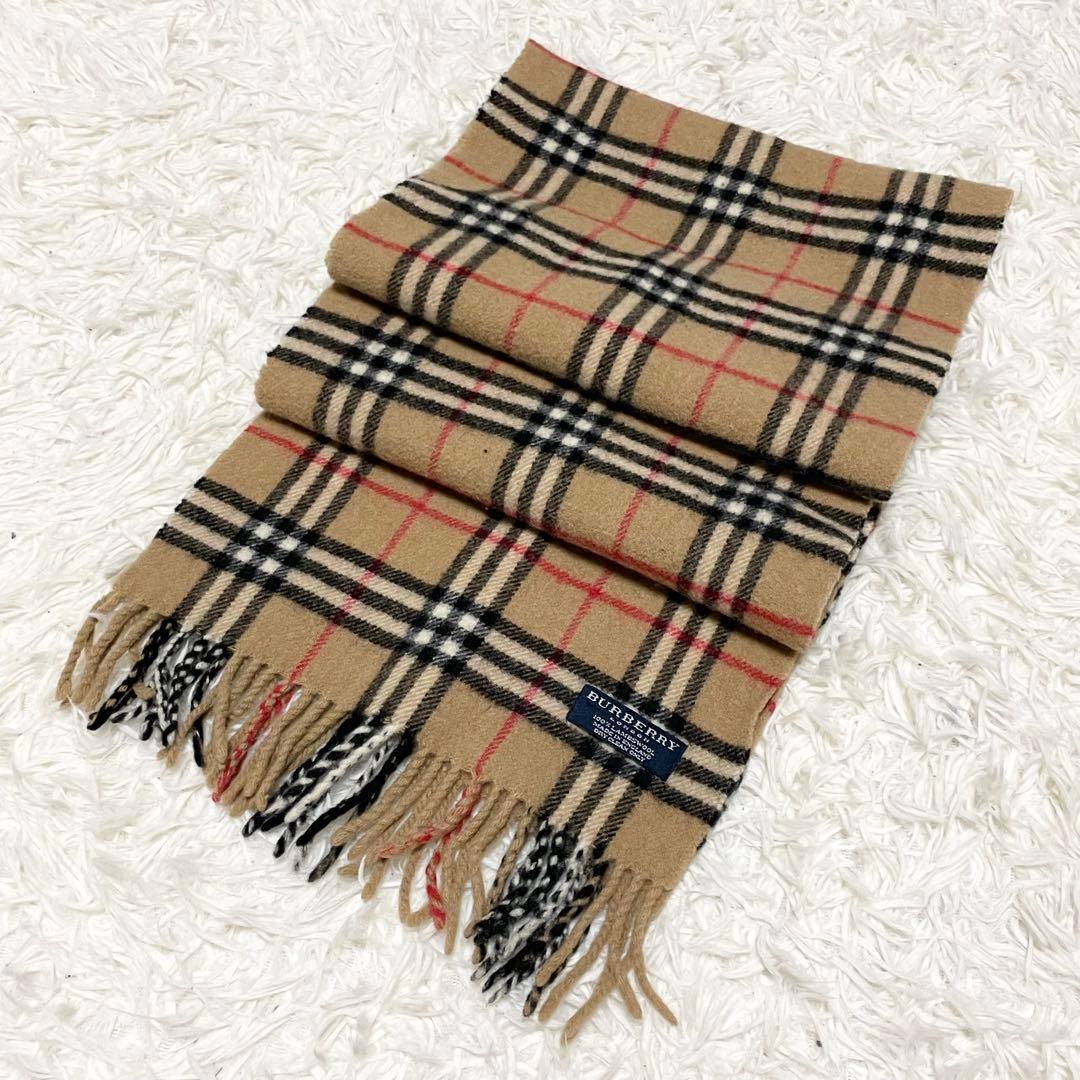 【美品】BURBERRY LONDON ノバチェック ラムウール マフラー 英国