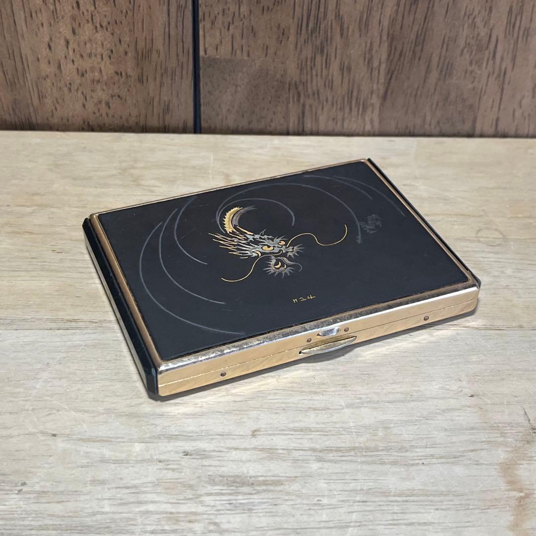 【アンティーク】純金象嵌 シガレットケース ライター K24 龍 古道具 古民具