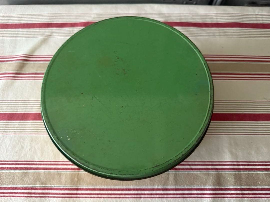 アンティーク ケーキ缶 イエロー &グリーン