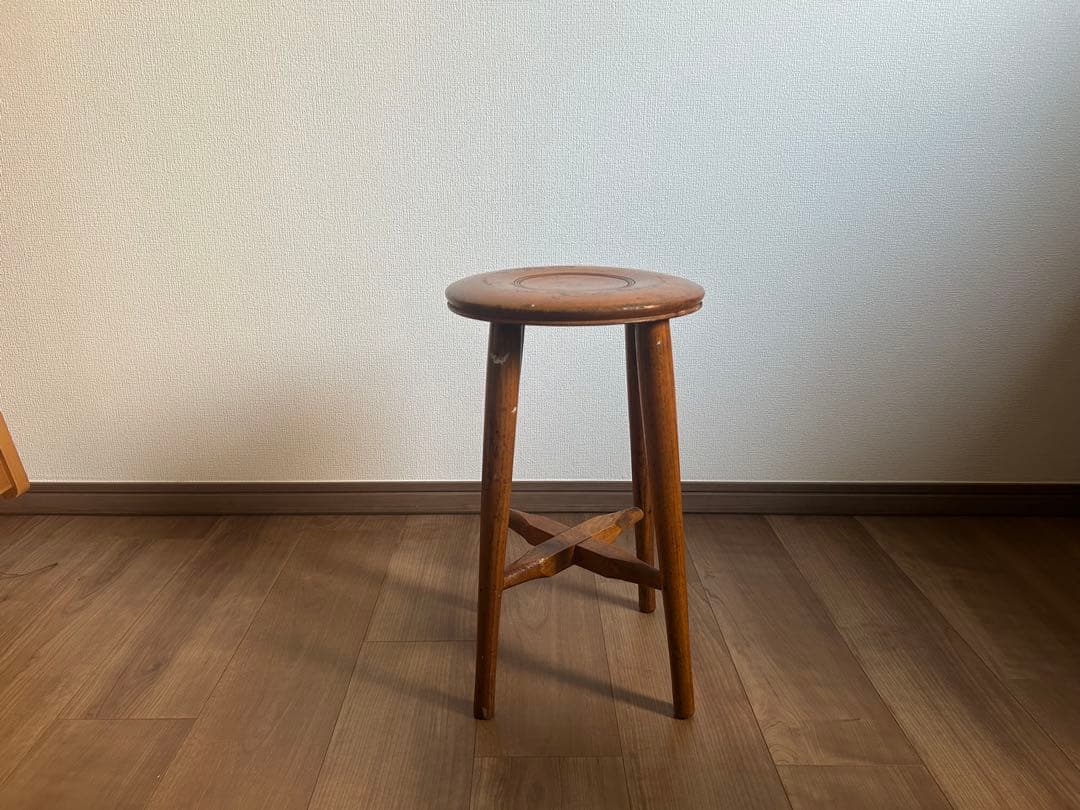 丸椅子　アンティーク　木製　スツール　花台　ヴィンテージ　チェア　レトロ