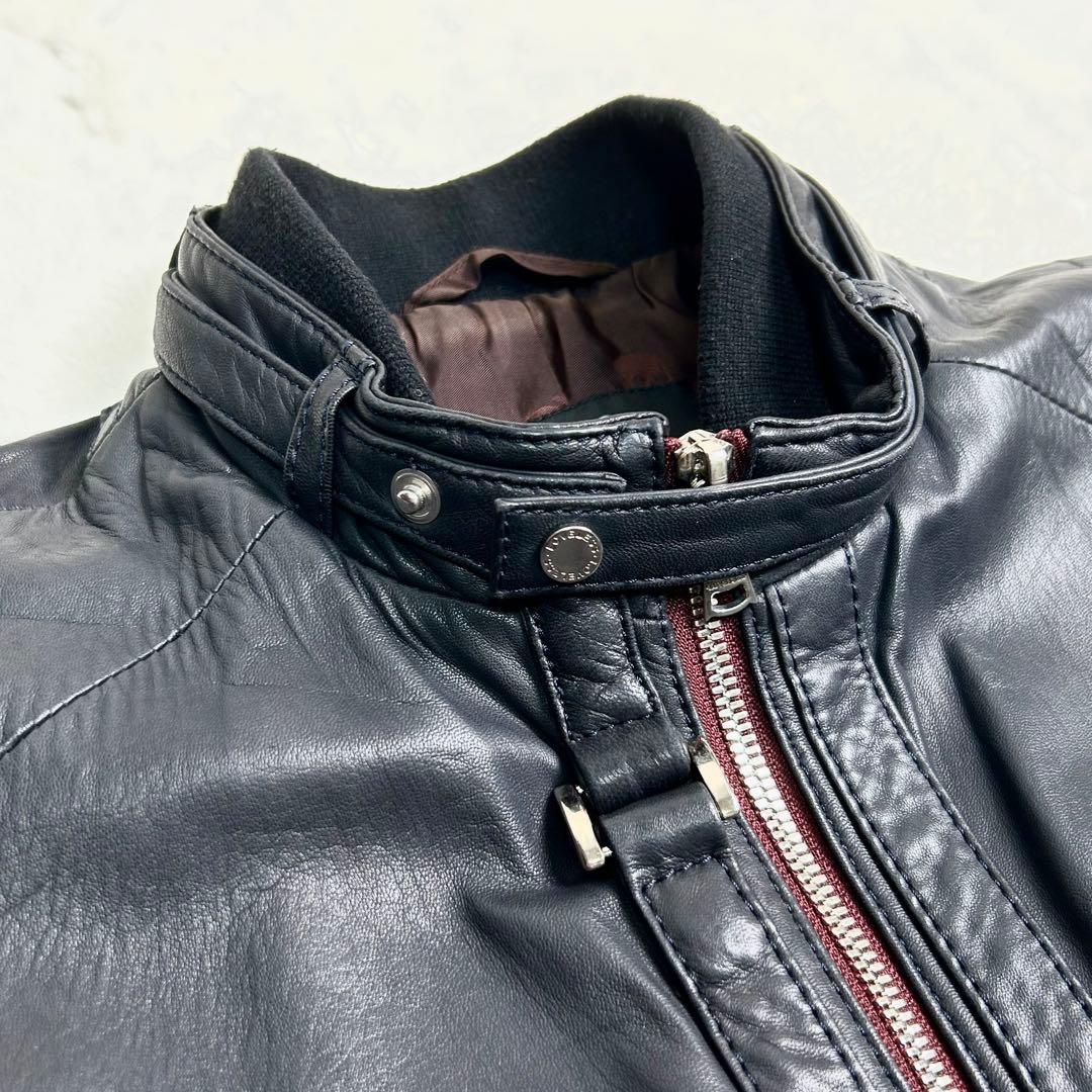 LOVELESS 総柄　レザージャケット　シングル　ライダース　ブラック