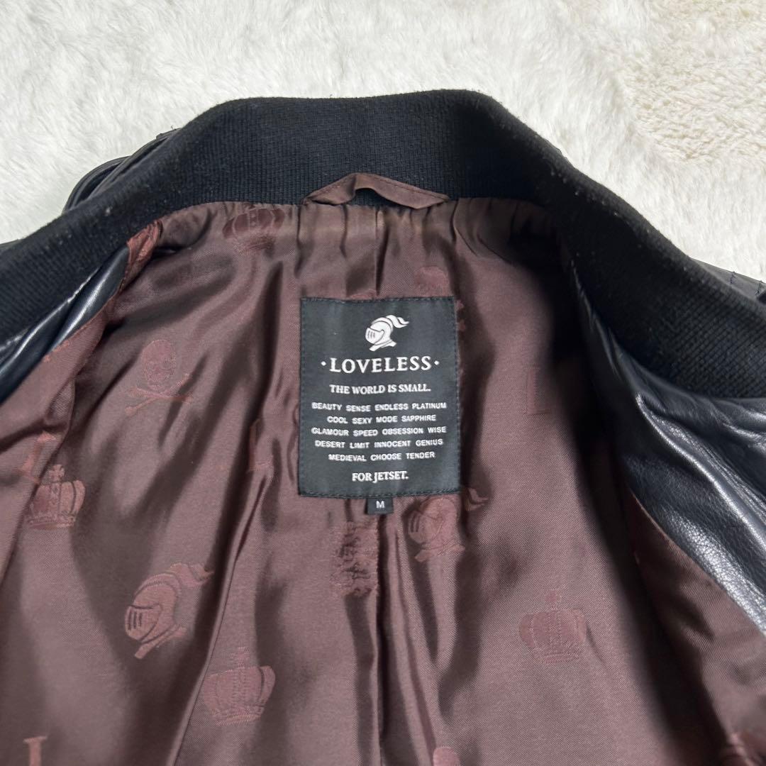 LOVELESS 総柄　レザージャケット　シングル　ライダース　ブラック