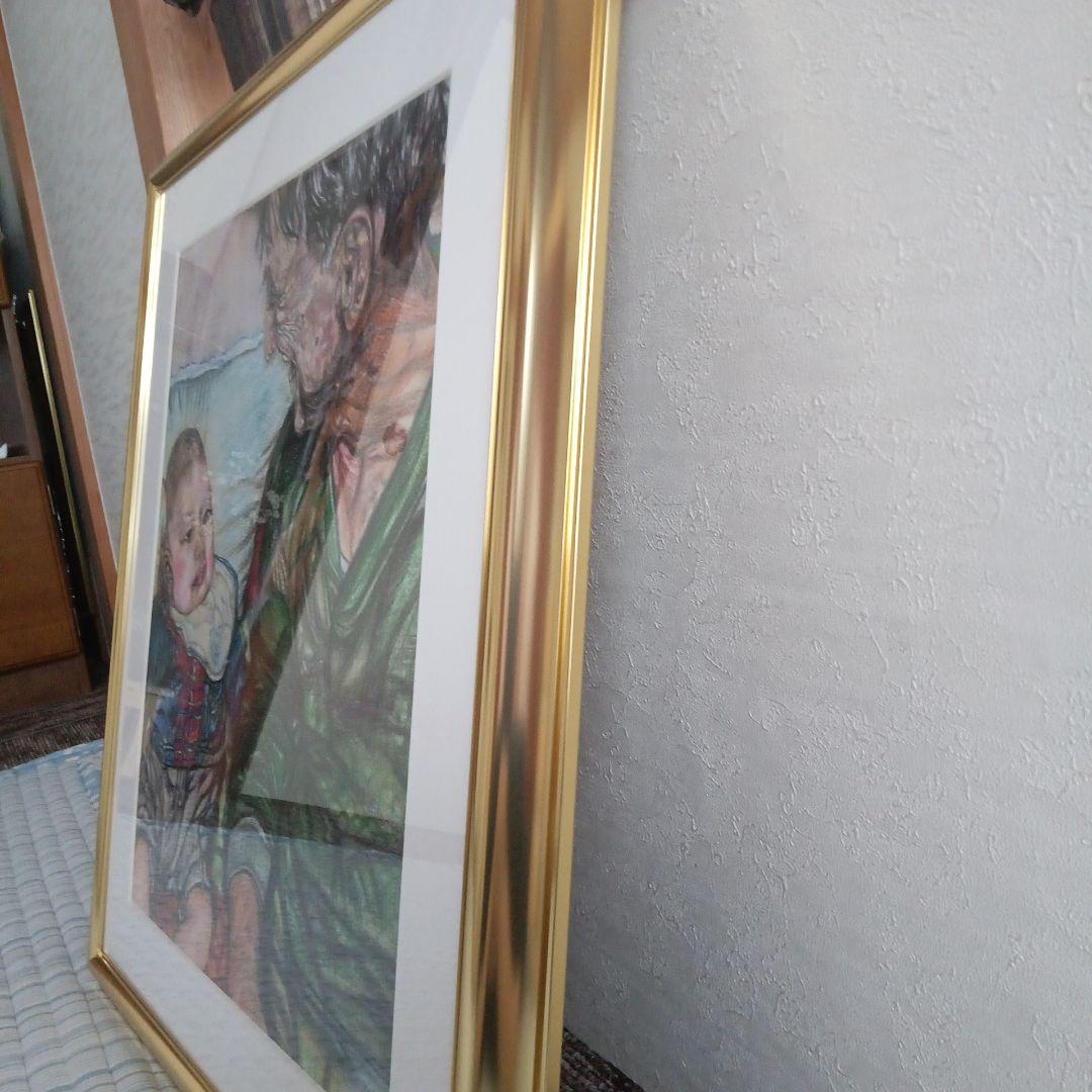 色鉛筆画　　「孫は可愛いな」