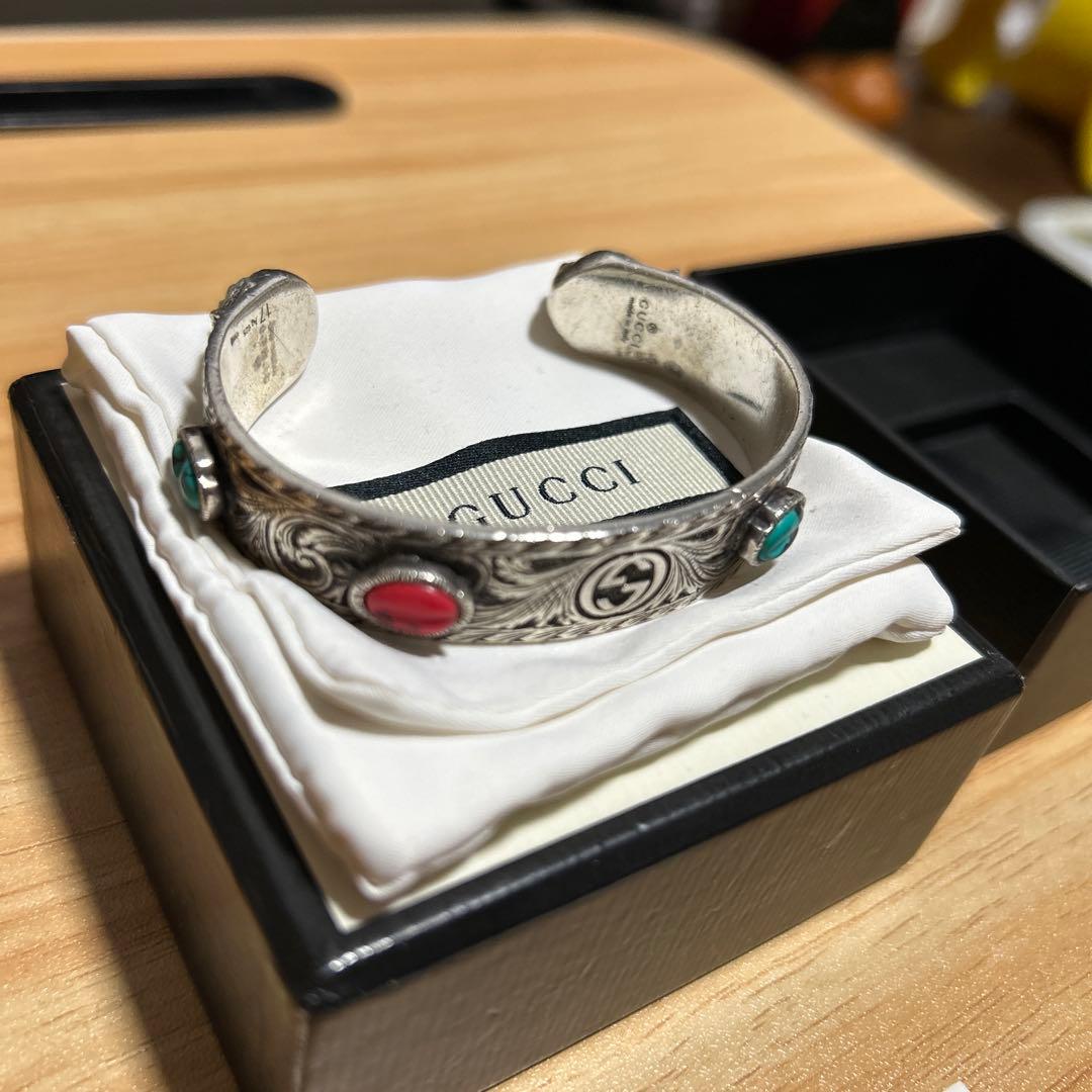 グッチ キャットヘッド バングル サイズ17 Ag925 シルバーバングル