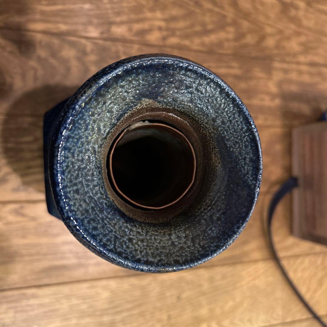 濱田庄司作　塩釉面取り花瓶　晋作織