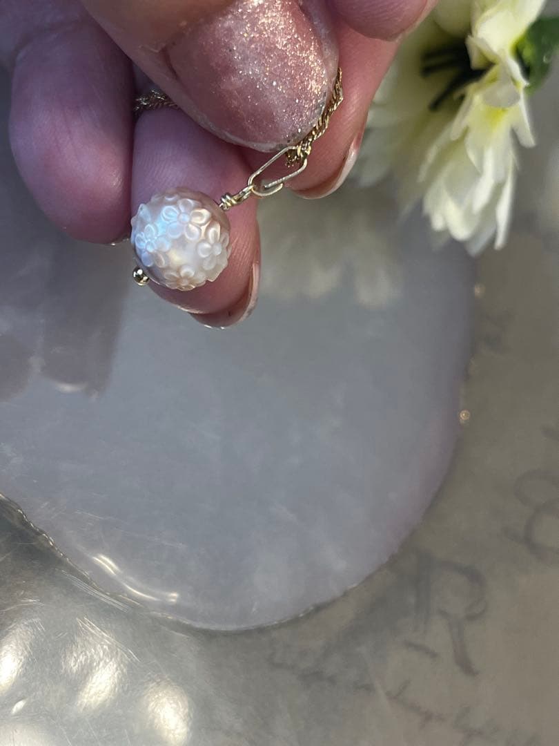 cocoです レア 14kgfあこや真珠フラワーカービングPT