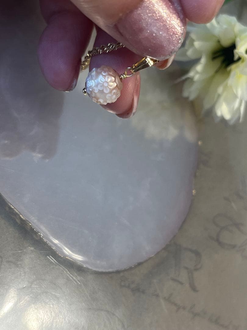 cocoです レア 14kgfあこや真珠フラワーカービングPT