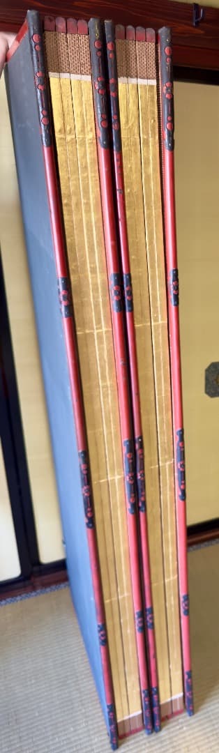 明治後期 六曲 一 双屏風 金沢金箔 猫犬絵